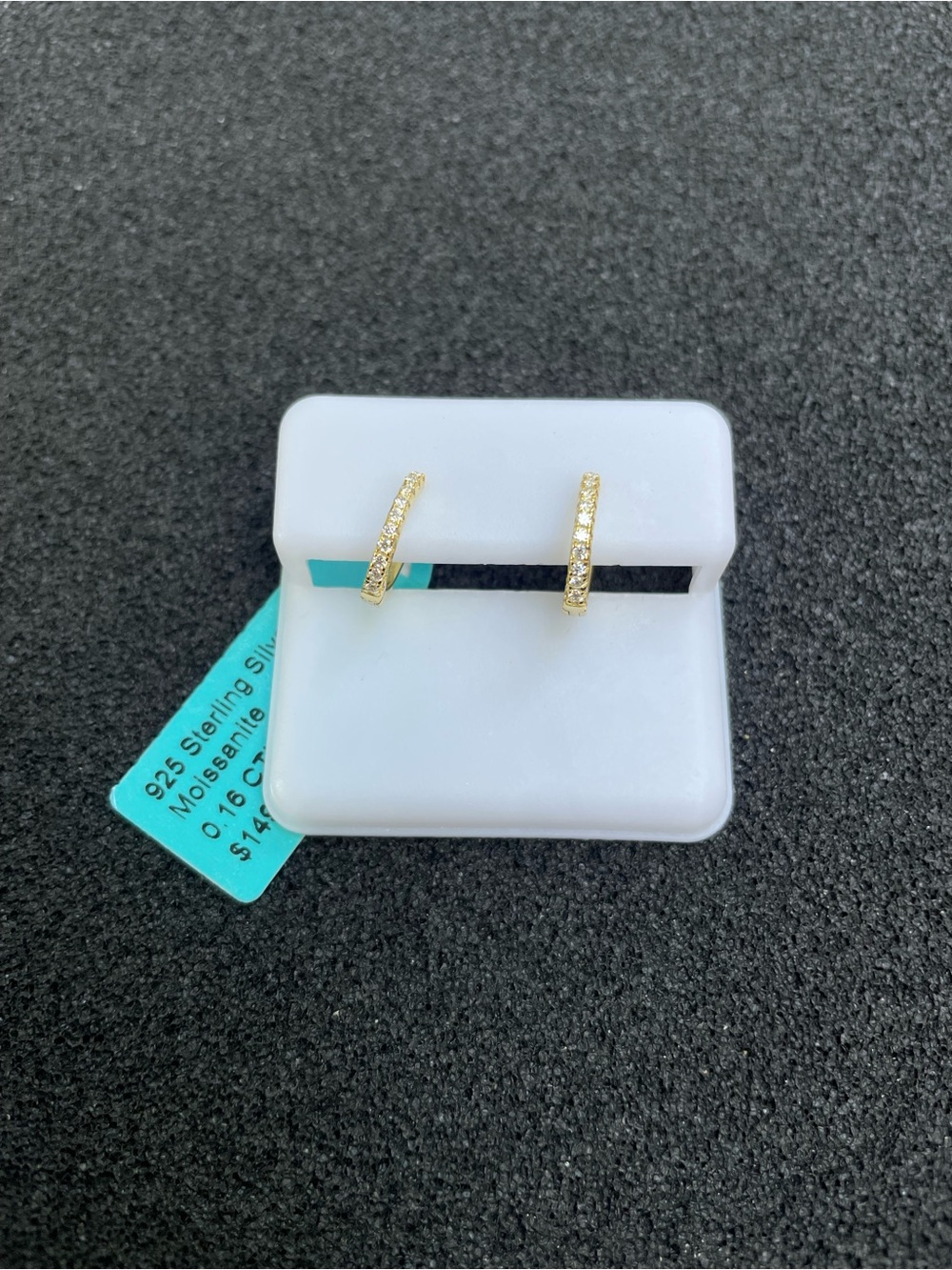 Gold over sterling silver huggies with moissanite